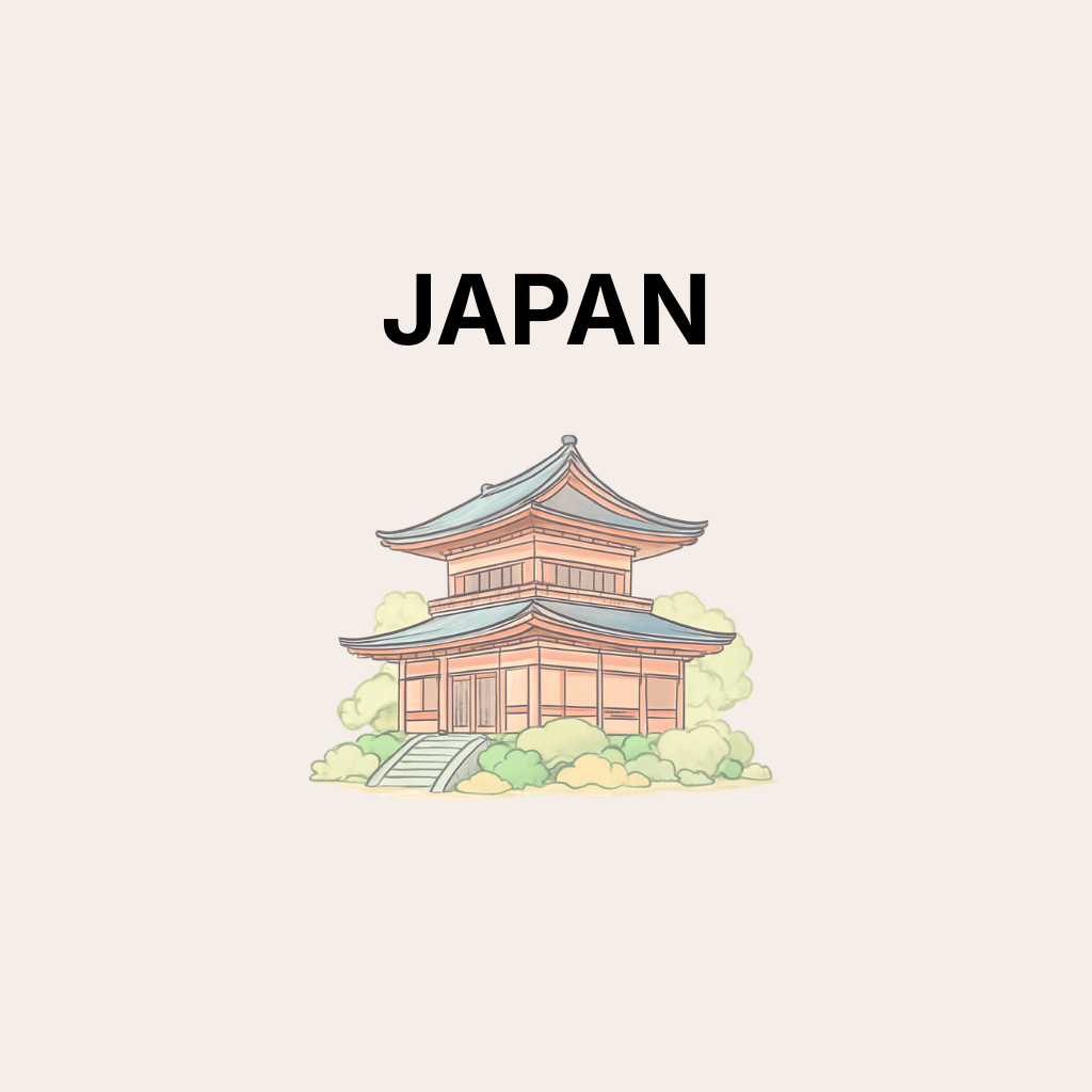 Japan destination - traditional Japanese temple illustration